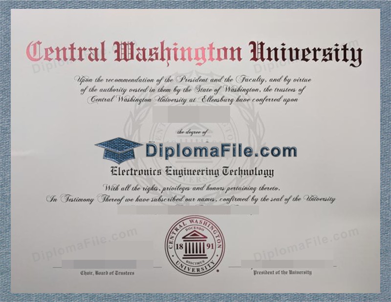中央华盛顿大学文凭, Central Washington University Diploma 中央华盛顿大学文凭, Central Washington University Diploma
