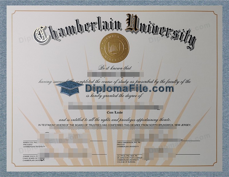 张伯伦大学文凭, Chamberlain University Diploma 张伯伦大学文凭, Chamberlain University Diploma