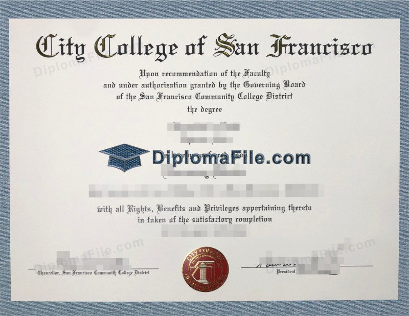 旧金山市立学院文凭, City College of San Francisco Diploma 旧金山市立学院文凭, City College of San Francisco Diploma