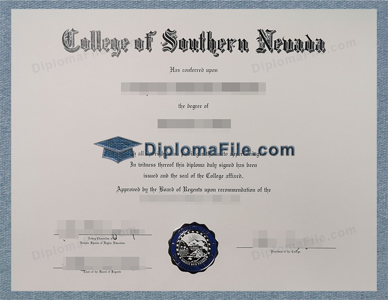 南内华达学院文凭, College of Southern Nevada Diploma 南内华达学院文凭, College of Southern Nevada Diploma