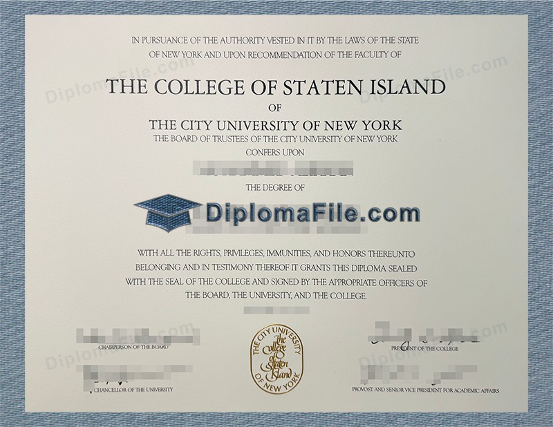 史泰登岛学院文凭, College of Staten Island Diploma 史泰登岛学院文凭, College of Staten Island Diploma