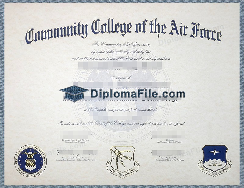 空军社区学院文凭, Community College of the Air Force Diploma 空军社区学院文凭, Community College of the Air Force Diploma