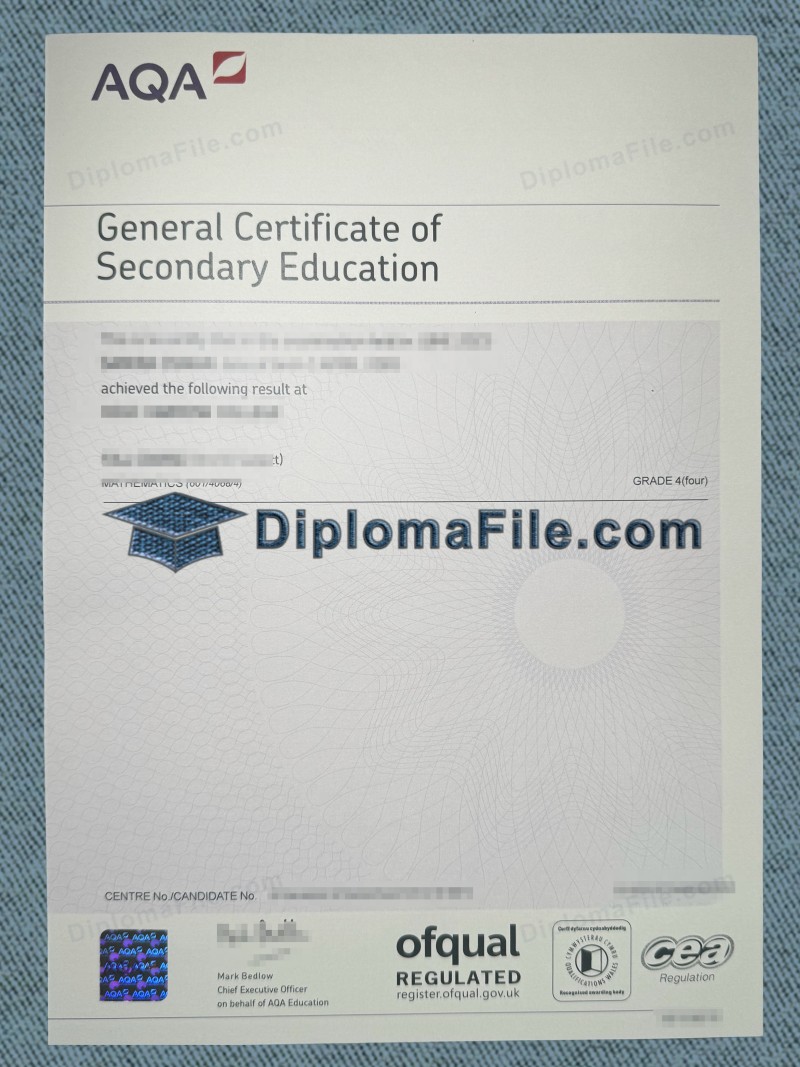 评估与资格联盟证书, Assessment and Qualifications Alliance Certificate 评估与资格联盟证书, Assessment and Qualifications Alliance Certificate