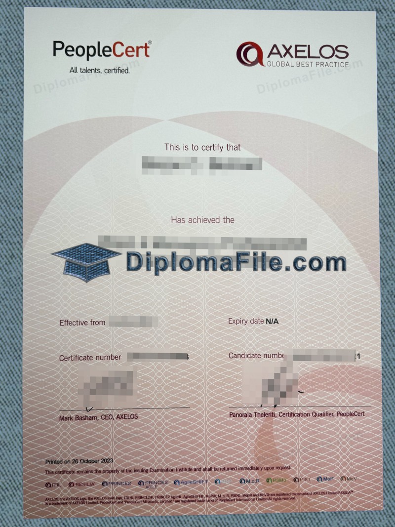 AXELOS证书, AXELOS Certificate AXELOS证书, AXELOS Certificate