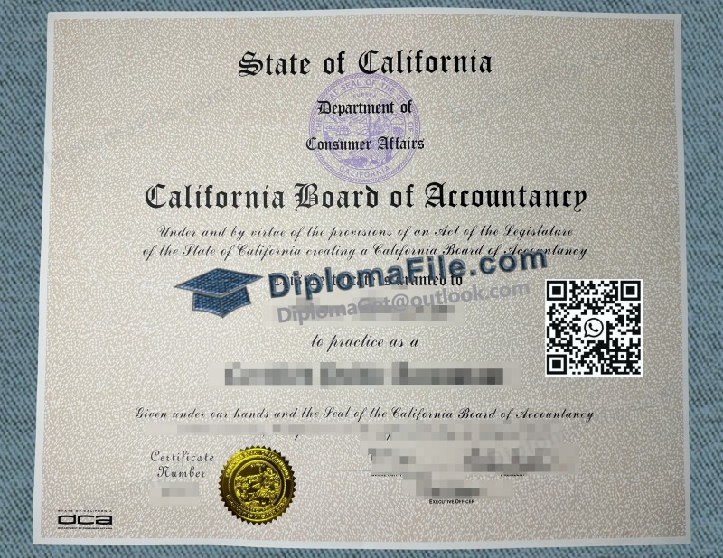 加利福尼亚州注册会计师证书, Cal CPA Certificate 加利福尼亚州注册会计师证书, Cal CPA Certificate