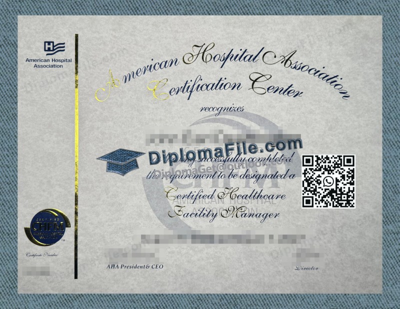 Certified Health Facility Manager Certificate, 注册医疗设施经理证书 Certified Health Facility Manager Certificate, 注册医疗设施经理证书