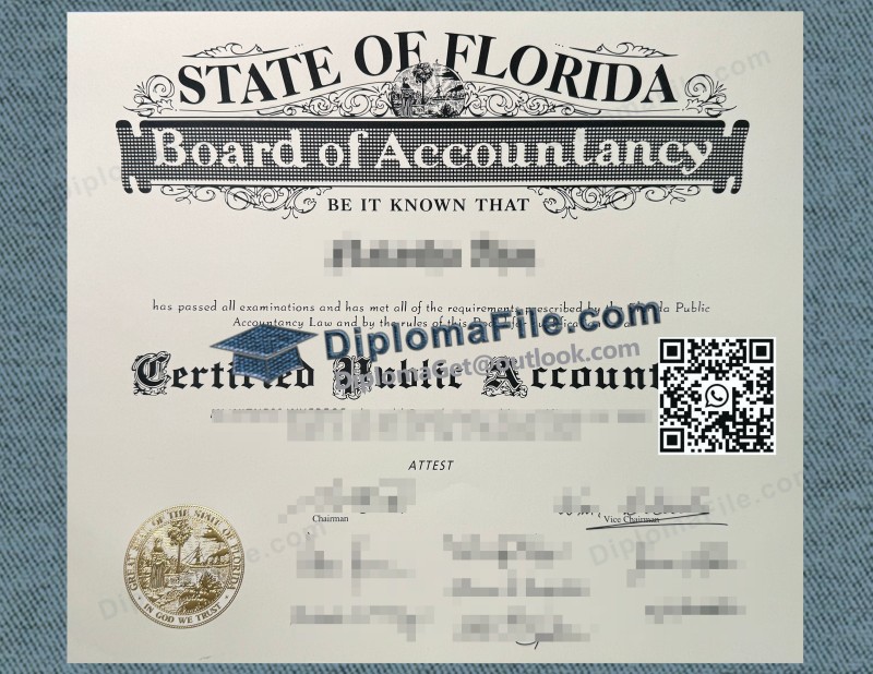 佛罗里达州注册会计师证书, Florida CPA Certificate 佛罗里达州注册会计师证书, Florida CPA Certificate