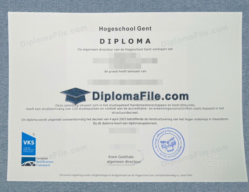 根特高等学院文凭, Hogeschool Gent Diploma