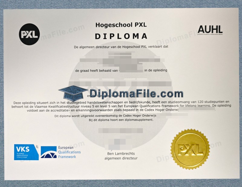 PXL高等学院文凭, Hogeschool PXL diploma