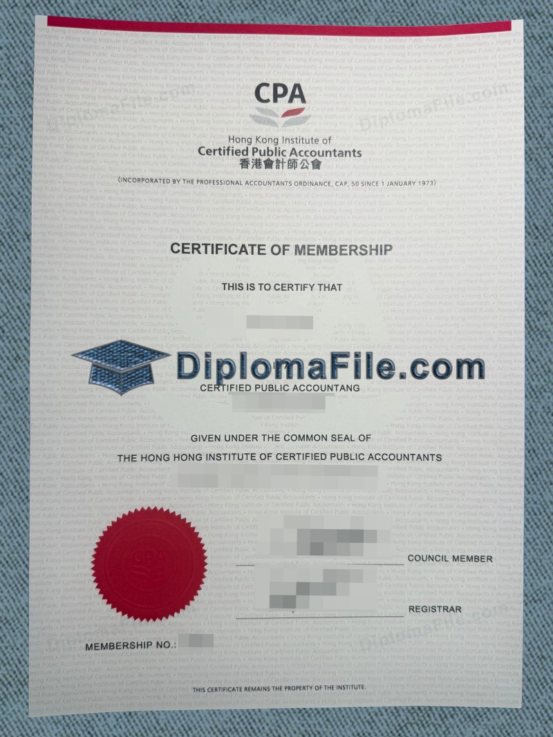 香港注册会计师协会证书, Hong Kong Institute of CPA Certificate 香港注册会计师协会证书, Hong Kong Institute of CPA Certificate