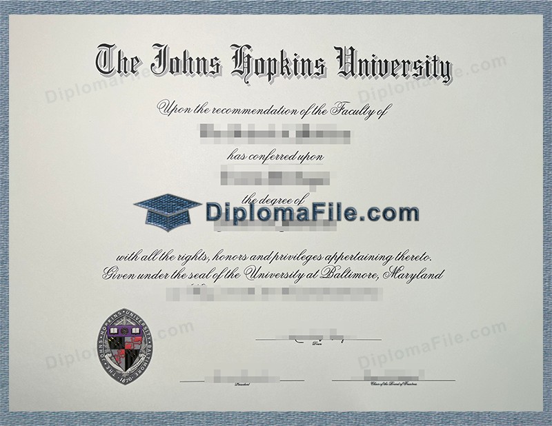 约翰斯·霍普金斯大学文凭, Johns Hopkins University Diploma 约翰斯·霍普金斯大学文凭, Johns Hopkins University Diploma