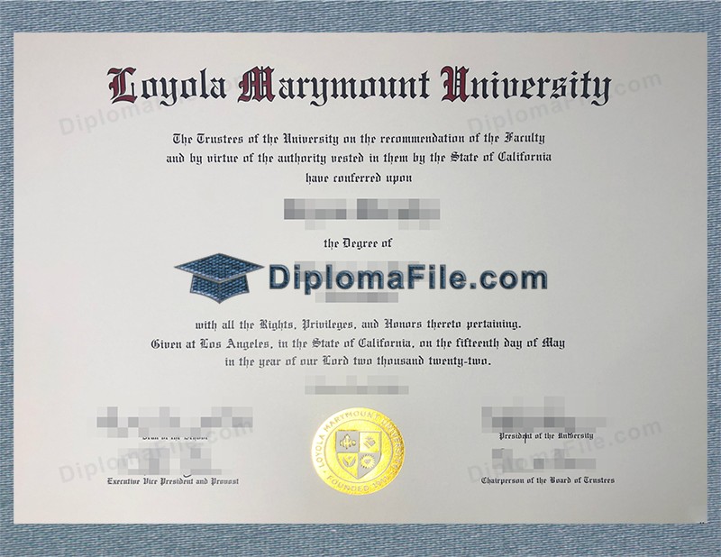 洛约拉马里蒙特大学文凭, Loyola Marymount University Diploma