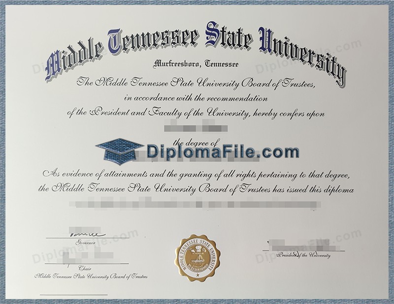 中田纳西州立大学文凭, Middle Tennessee State University Diploma 中田纳西州立大学文凭, Middle Tennessee State University Diploma