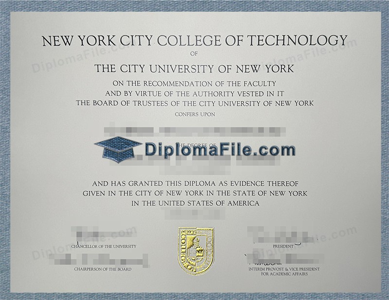 纽约市立技术学院文凭, New York City College of Technology Diploma 纽约市立技术学院文凭, New York City College of Technology Diploma