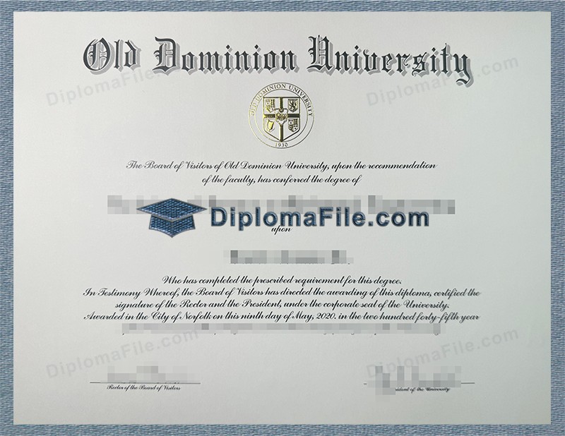 老道明大学文凭, Old Dominion University Diploma 老道明大学文凭, Old Dominion University Diploma