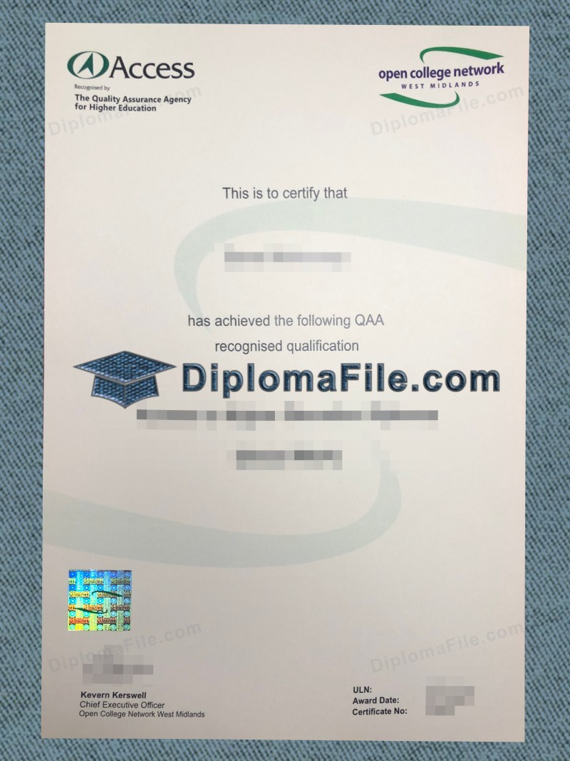 开放学院网络文凭, Open College Network Diploma 开放学院网络文凭, Open College Network Diploma