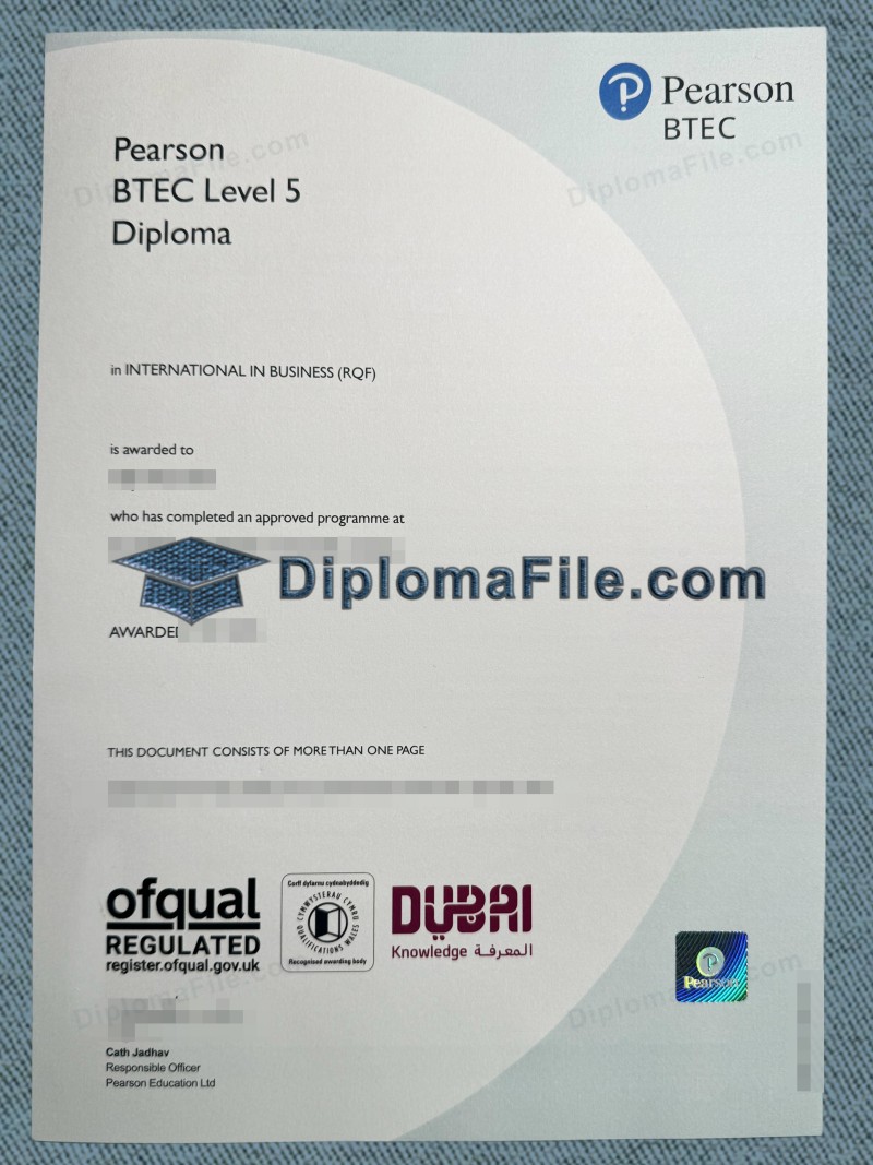 培生BTEC证书, Pearson BTEC Certificate 培生BTEC证书, Pearson BTEC Certificate
