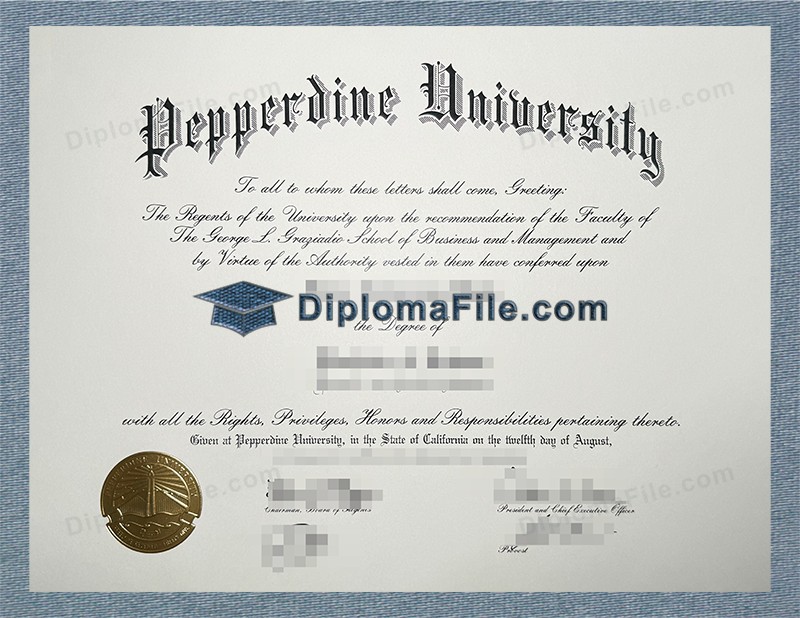 佩珀代因大学文凭, Pepperdine University Diploma 佩珀代因大学文凭, Pepperdine University Diploma