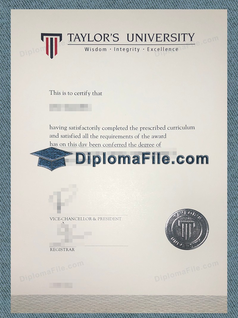 泰莱大学文凭, Taylor's University diploma 泰莱大学文凭, Taylor's University diploma
