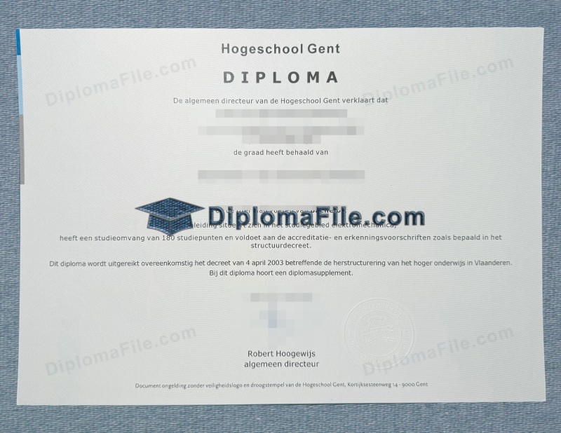 根特大学学院文凭, University College Ghent Diploma 根特大学学院文凭, University College Ghent Diploma