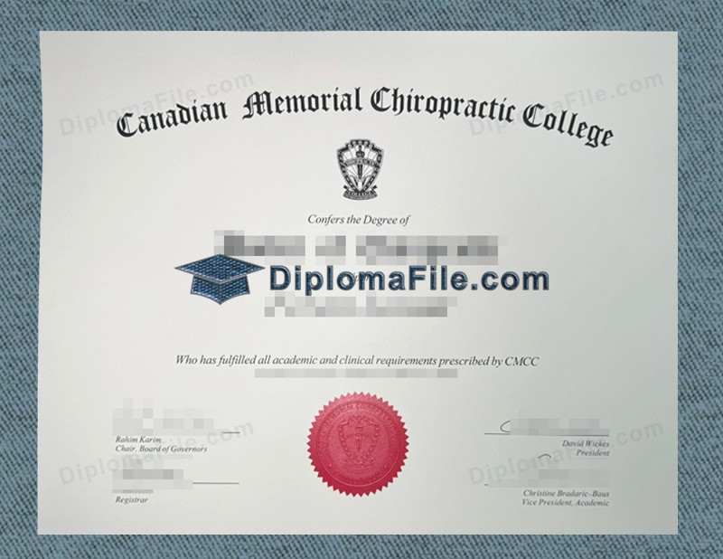 加拿大纪念整脊学院文凭, Canadian Memorial Chiropractic College Diploma 加拿大纪念整脊学院文凭, Canadian Memorial Chiropractic College Diploma