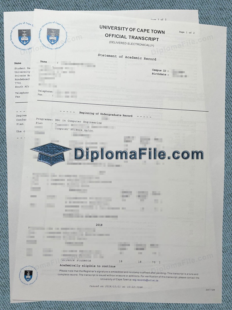 开普敦大学成绩单, University of Cape Town Transcript 开普敦大学成绩单, University of Cape Town Transcript