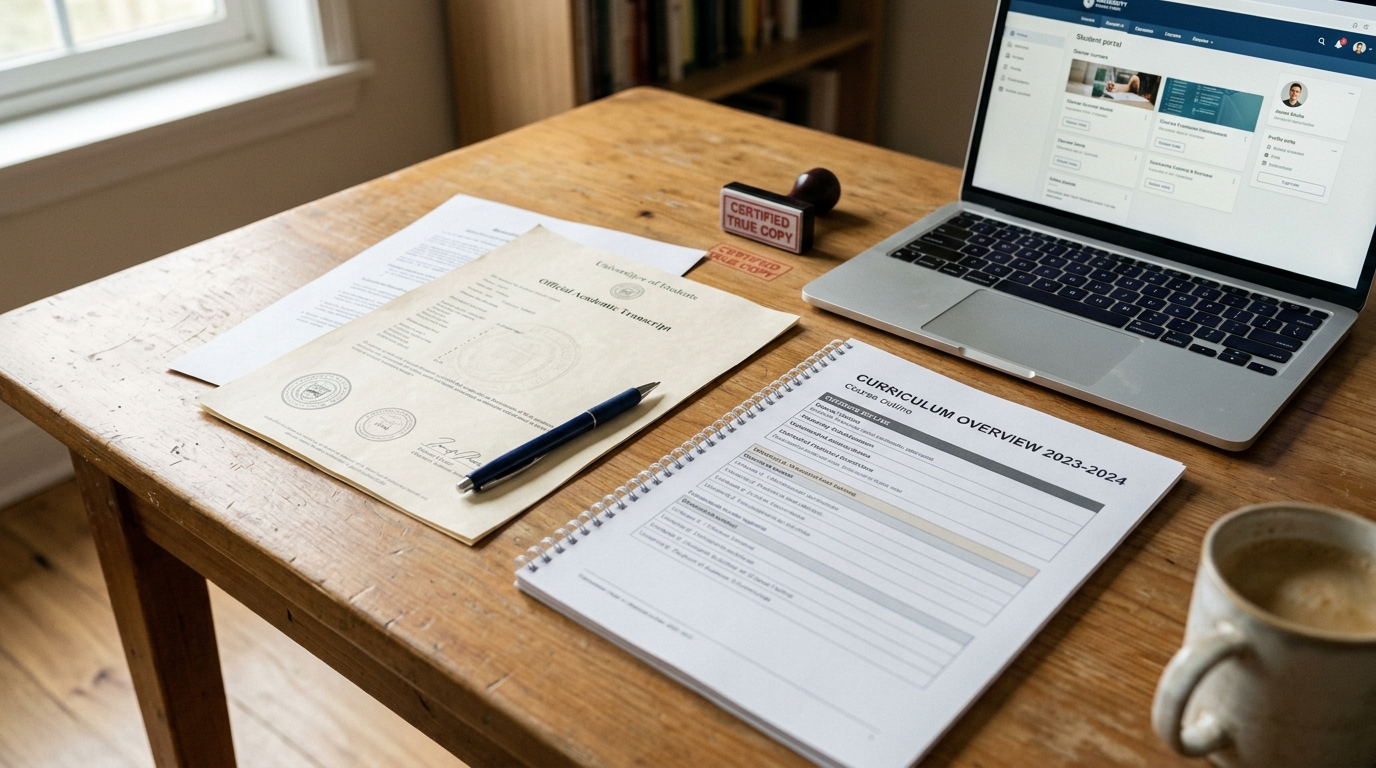 Documents required for TAFE NSW credit transfer application including transcript and course outlines